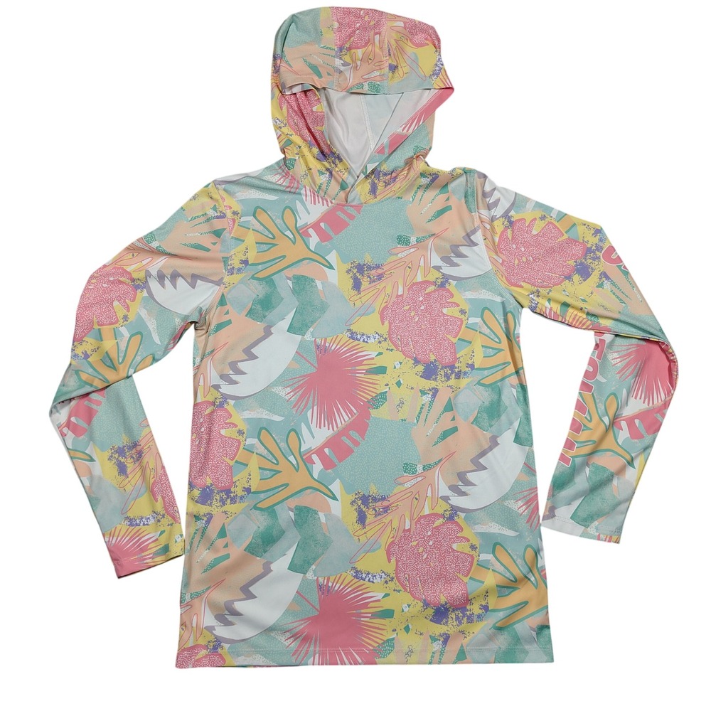 World Wide Sportsman Hoodie Womens XL Multi Color Tropical Performance Polyester